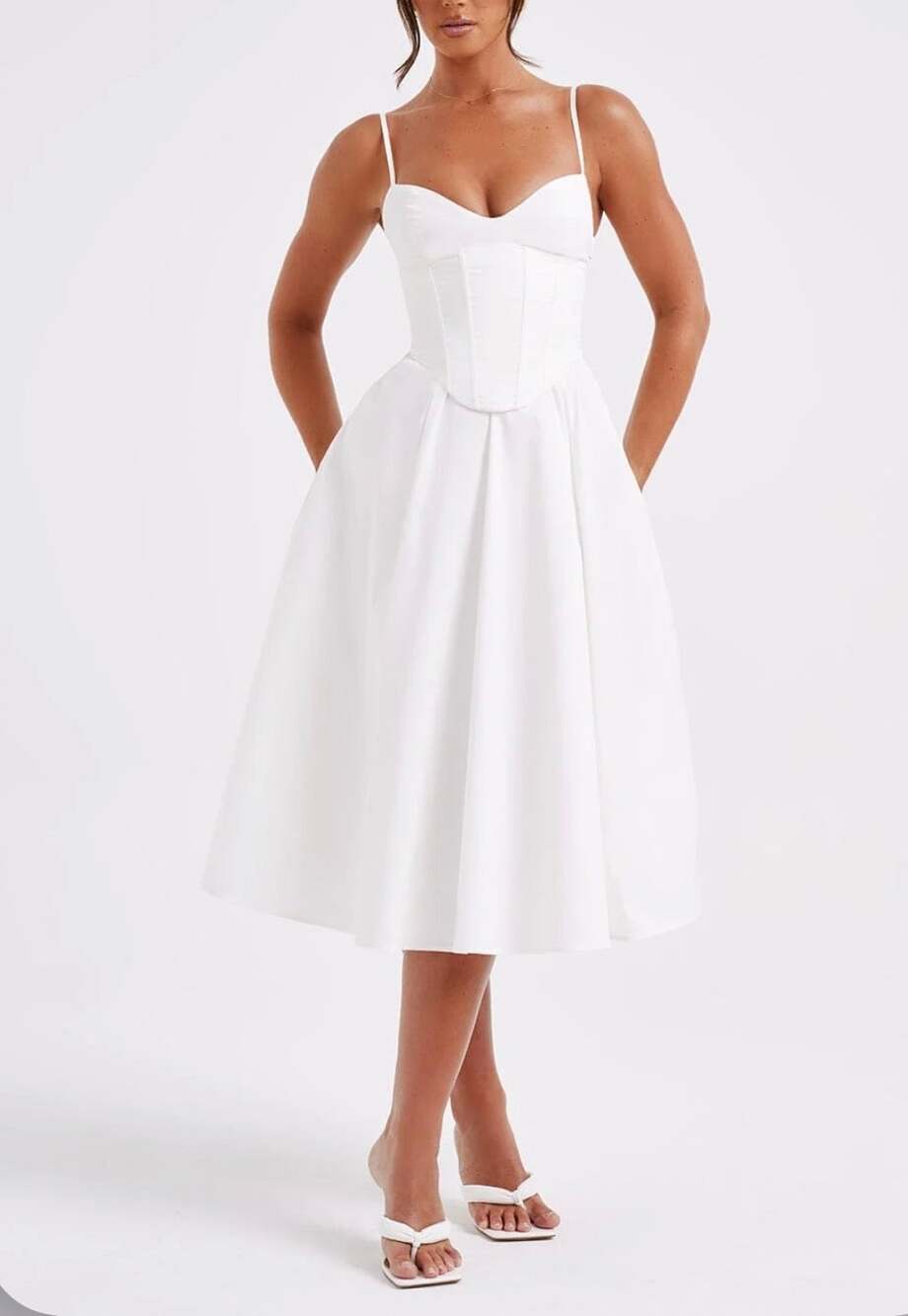NEW Babyboo MARIELLA MIDI DRESS - IVORY Size XS